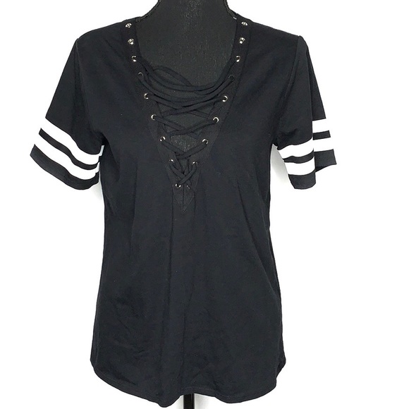 Forever 21 Tops - F21 black baseball tie tee